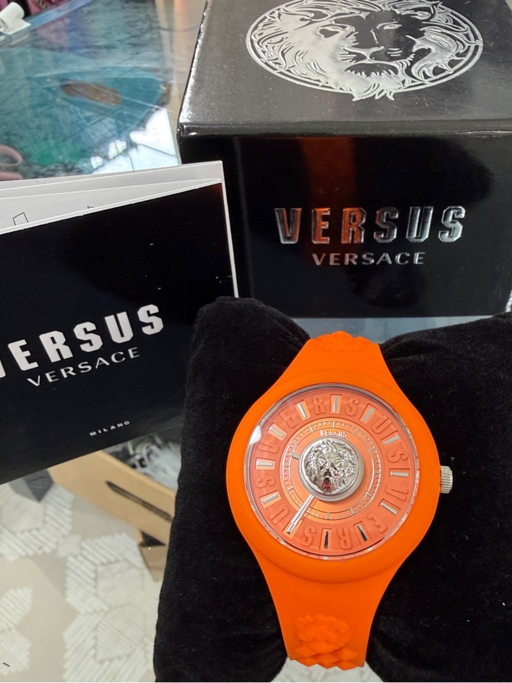 Versace Orange Silicone Medusa Emblem Watch brand new boxed